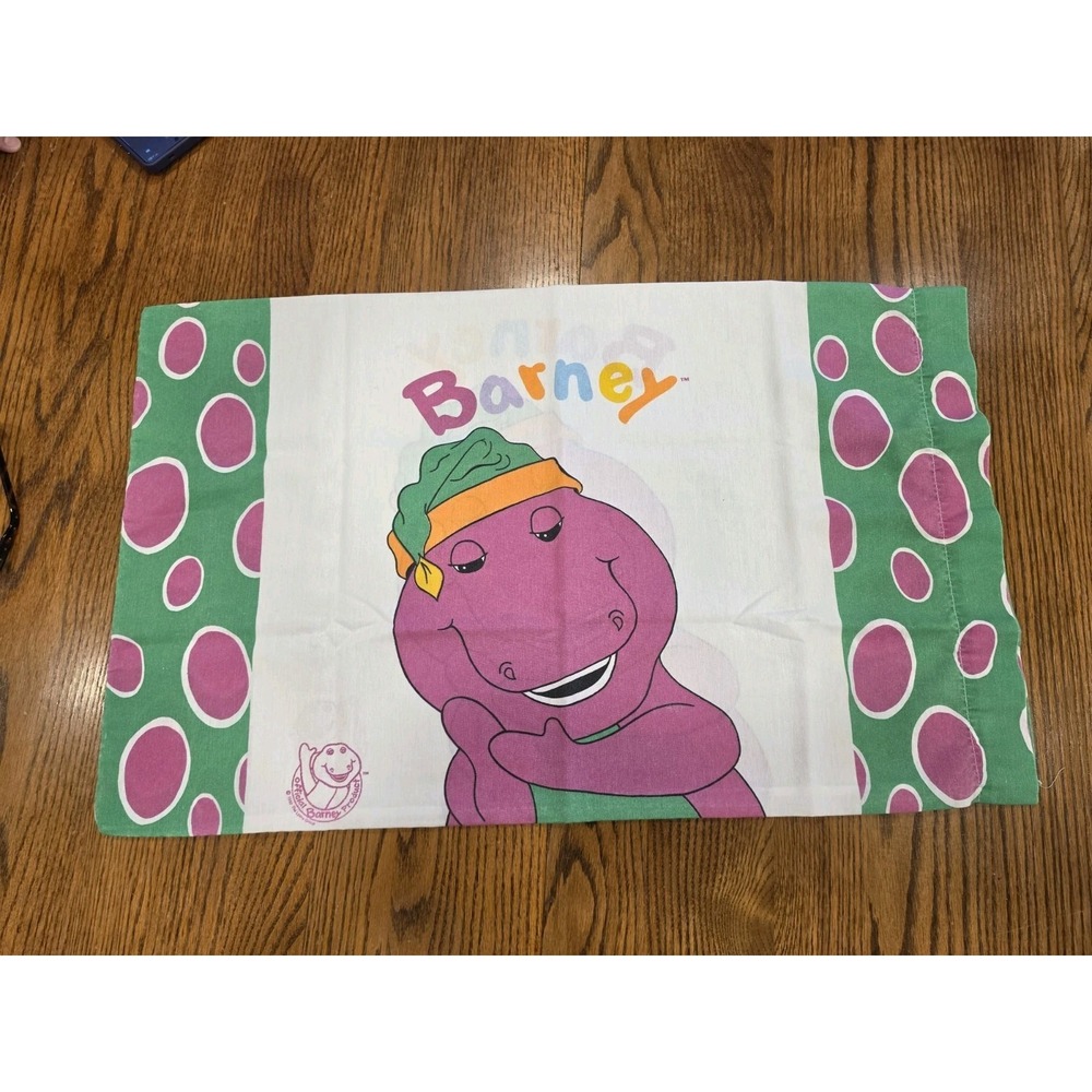 Vintage 1992 The Lyons Group Barney The Purple Dinosaur Pillow Case